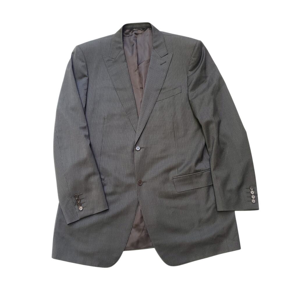 Canali Wool Blazer Jacket Sport Coat Brown Stripe Peak Lapel Natural Comfort 44L - Picture 1 of 16